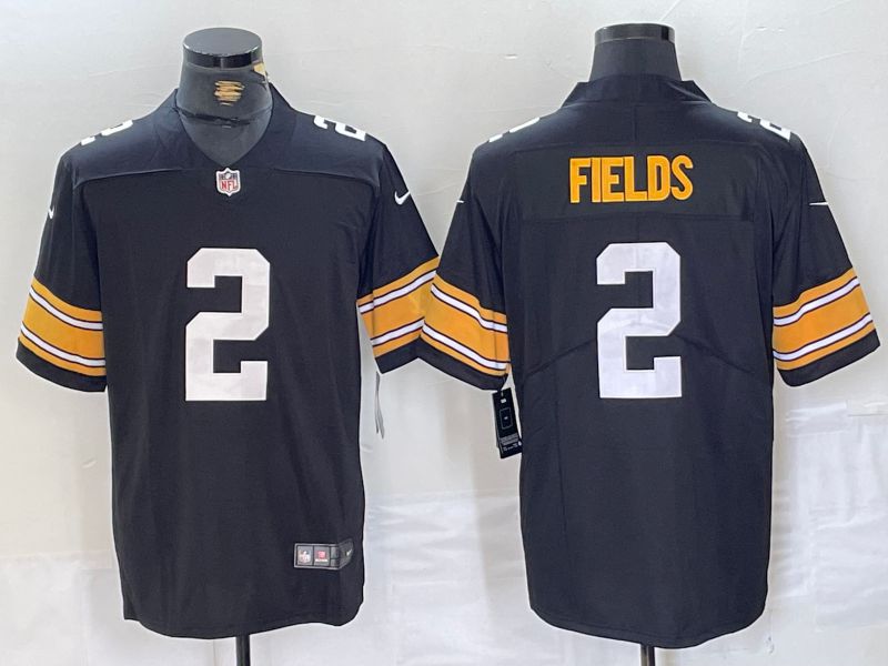 Men Pittsburgh Steelers #2 Fields Black Throwbacck 2024 Nike Limited NFL Jersey style 1